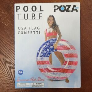 American Flag Glitter Confetti Pool Inner Tube NIB‎